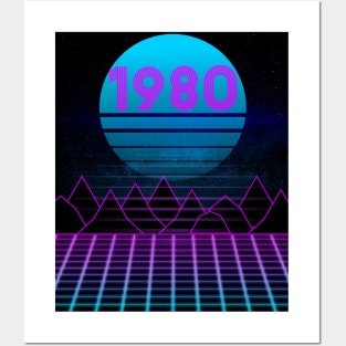 1980 Retro Sunset Neon Arcade 80s Design Posters and Art